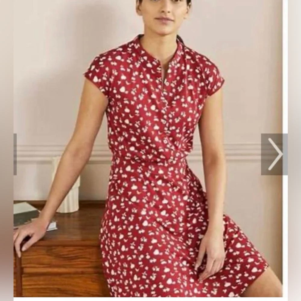 Boden Red Floral Midi Dress